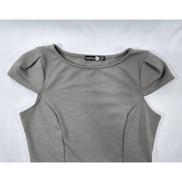 Boohoo Night Dress Women's Sz 8 Grey Cap Sleeves High Low Stretch‎ Fit & Flare - Picture 7 of 12